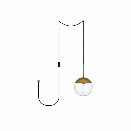 CLING Eclipse 1 Light Brass Plug-In Pendant with Clear Glass CL2961525